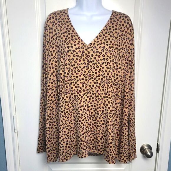 LANE BRYANT Leopard Print Top - Picture 1 of 8